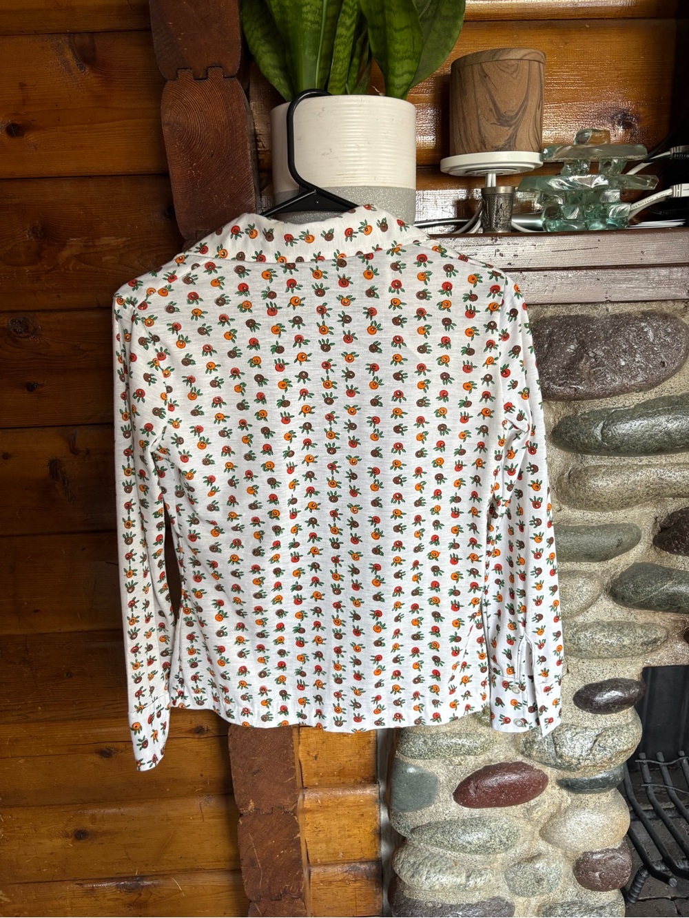 Vintage Raphael Knits White Floral Button-Up Shirt Made in Taiwan Medium Fall - Picture 4 of 8